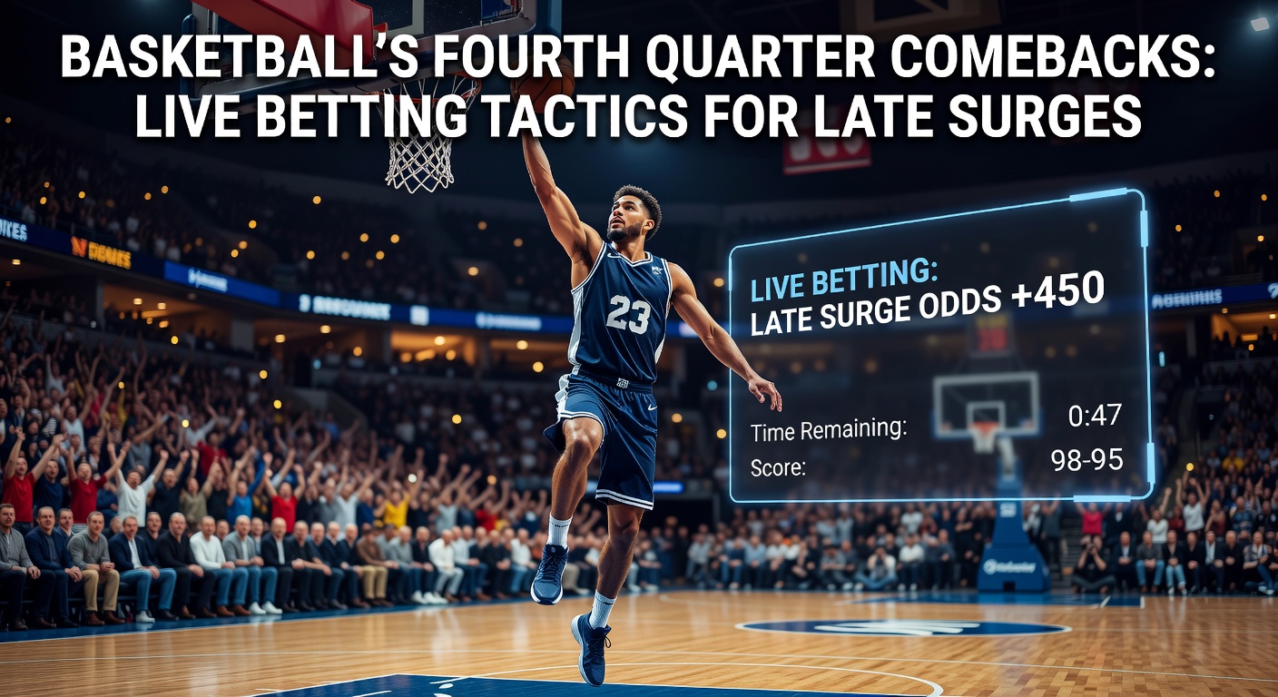 Dramatisches Basketball-Comeback im Vierten Viertel mit jubelnden Fans und Spielern in Aktion