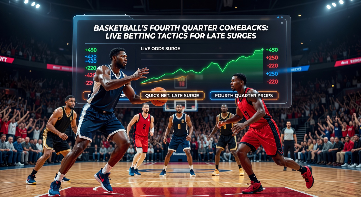 Live-Betting-Schnittbild mit schwankenden Quoten während eines Basketball-Comebacks